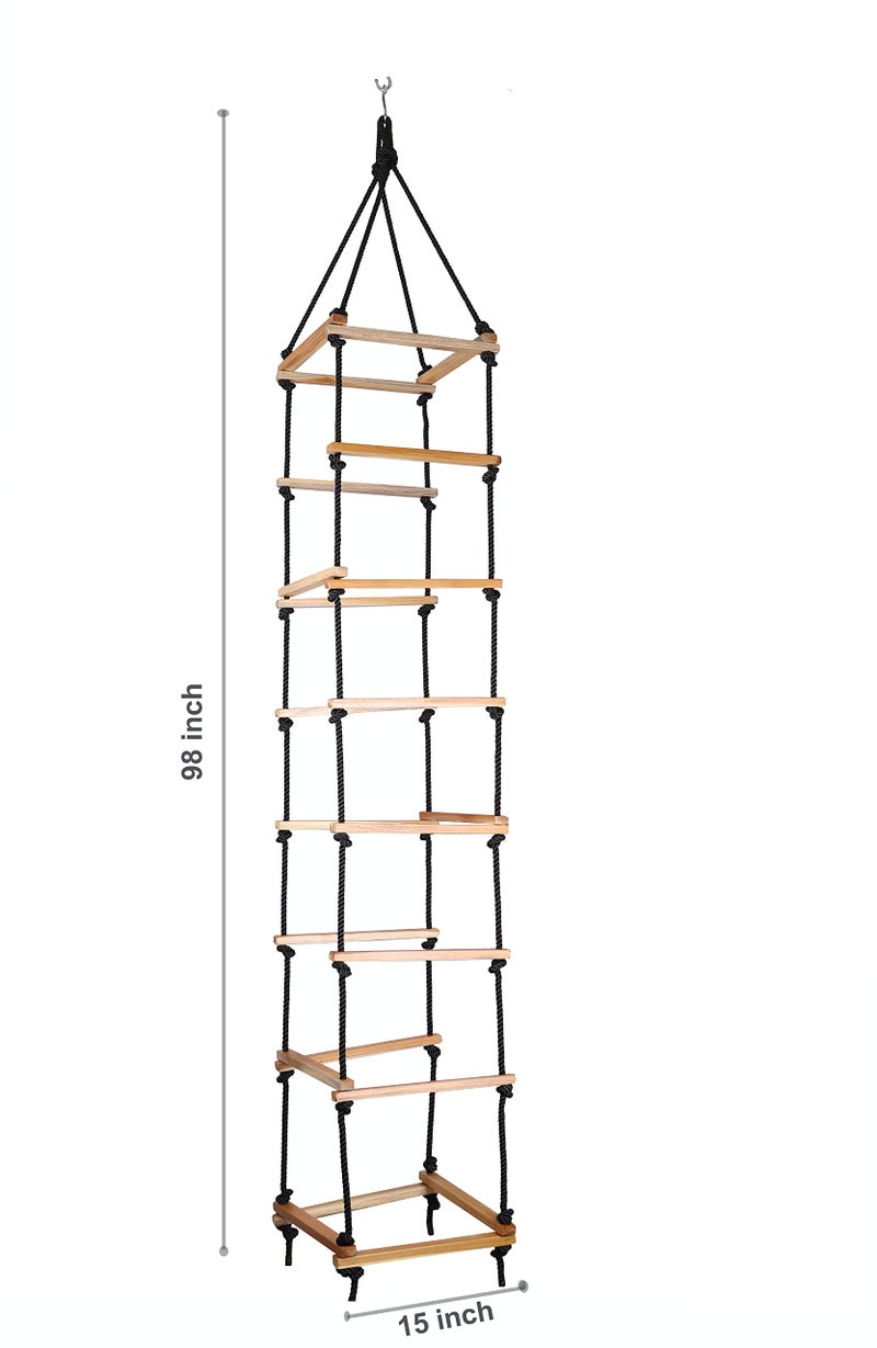 Mihad Square Ladder for Kids - Durable 4-Side Ladder Made of Natural Wood and Soft Resham Rope - Image 5