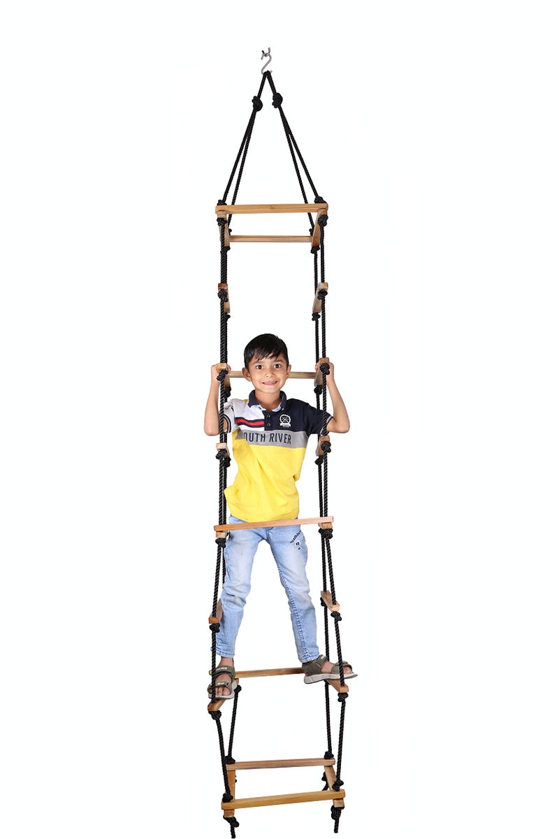 Mihad Square Ladder for Kids - Durable 4-Side Ladder Made of Natural Wood and Soft Resham Rope - Image 3