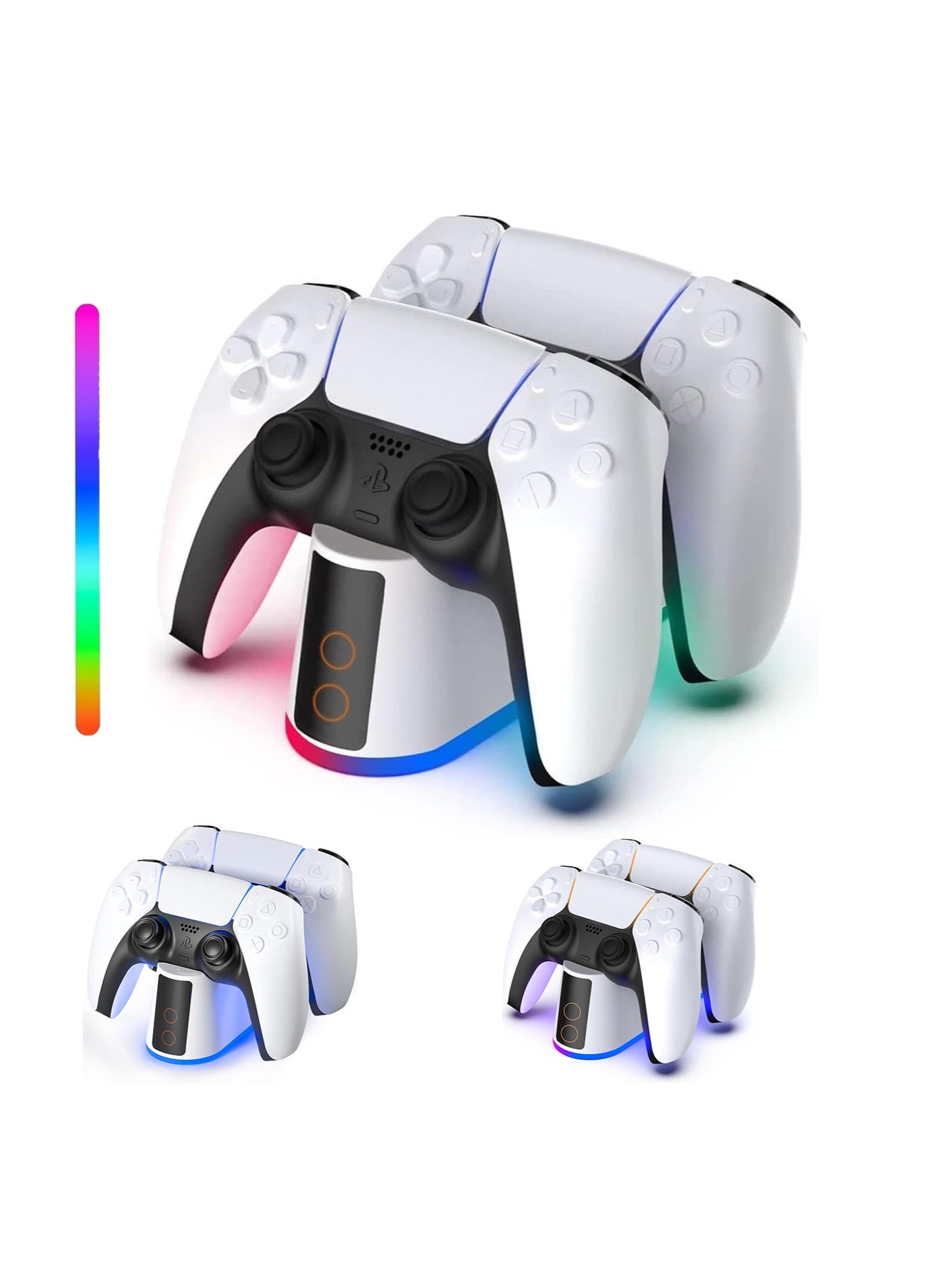 PS5 Controller Charger Station - Charging Station for PlayStation 5 Dualsense/Edge Controller with RGB Led Light, Fast Charging Dock & Holder Stand for PS5/Slim/Pro Remote