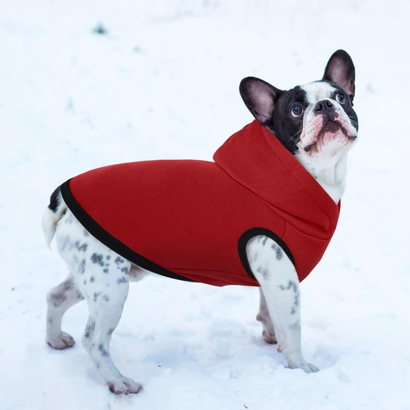 ROZKITCH Dog Hoodie,Winter Dog Fleece Sweaters Pet Warm Sweatshirt Pet Pullover Dog Clothes with Leash Hole Soft Warm Christmas Outfit Puppy Vest for Medium Dogs French Bulldog Clothes Red L - Image 5