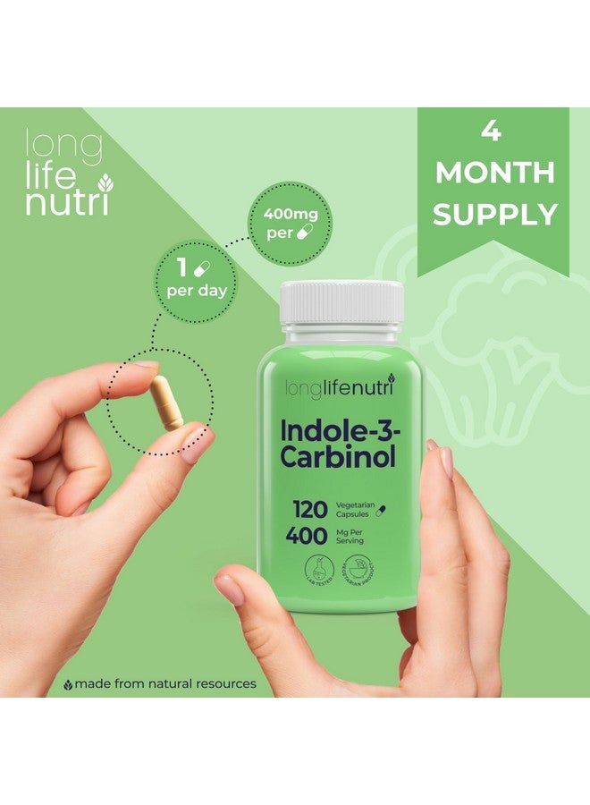 LongLifeNutri Indole-3-Carbinol 400mg - 120 Vegeterian Capsules, 4-Month Supply, Organic Supplement for Hormone Balance & Cellular Health, Lab Tested, Made in USA - Image 5