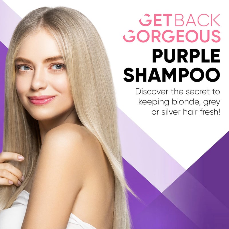 Get Back Gorgeous Purple Shampoo for Blonde Hair by GBG – Blonde Shampoo Instantly Eliminate Brassiness & Yellows - Brighten Blonde, Silver & Grey w/Celebrity Stylist Created Purple Toning Shampoo – 8oz - Image 2