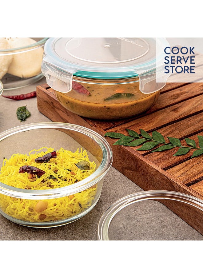 La Opala La Opala Cook Serve Store 100% Borosilicate Glass Storage Container | Clip N Store with Air-Tight Snap Lid | Round 950 ml | Microwave & Oven Proof | Dishwasher & Freezer Proof | Transparent  - Image 3