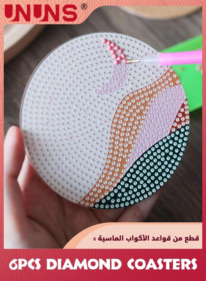 UNUNS 6 Pcs Diamond Painting Coasters With Holder,Abstract Landscape Diamond Art Coasters Diamond Small Painting Kits For Beginners,Adults,Kids Art Craft Supplies - Image 3