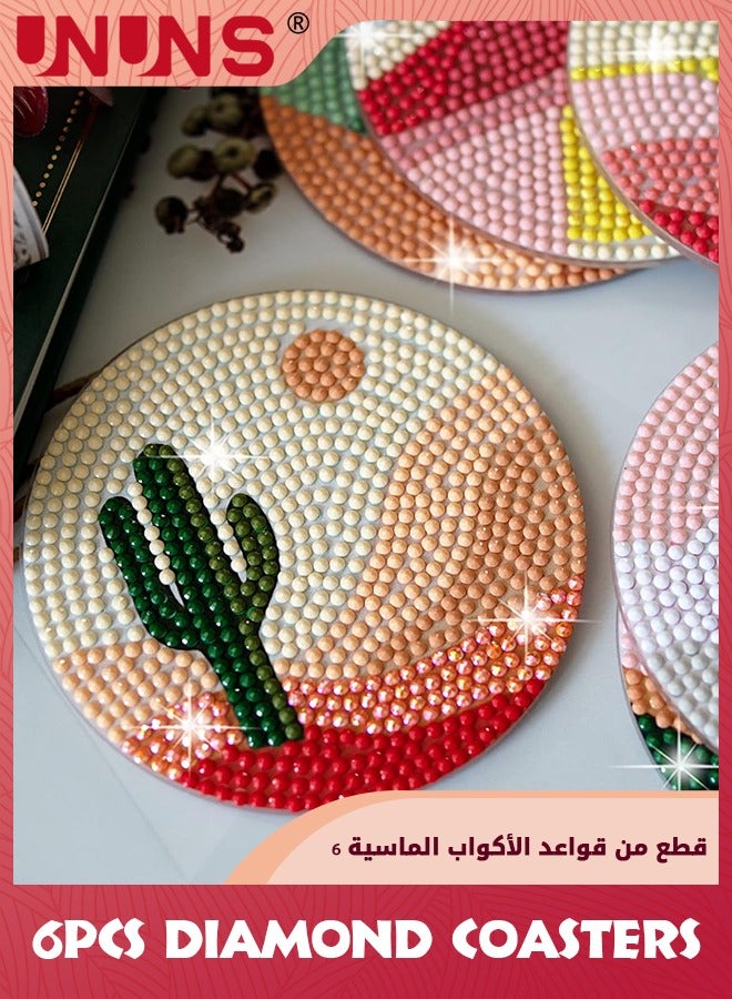 UNUNS 6 Pcs Diamond Painting Coasters With Holder,Abstract Landscape Diamond Art Coasters Diamond Small Painting Kits For Beginners,Adults,Kids Art Craft Supplies - Image 5
