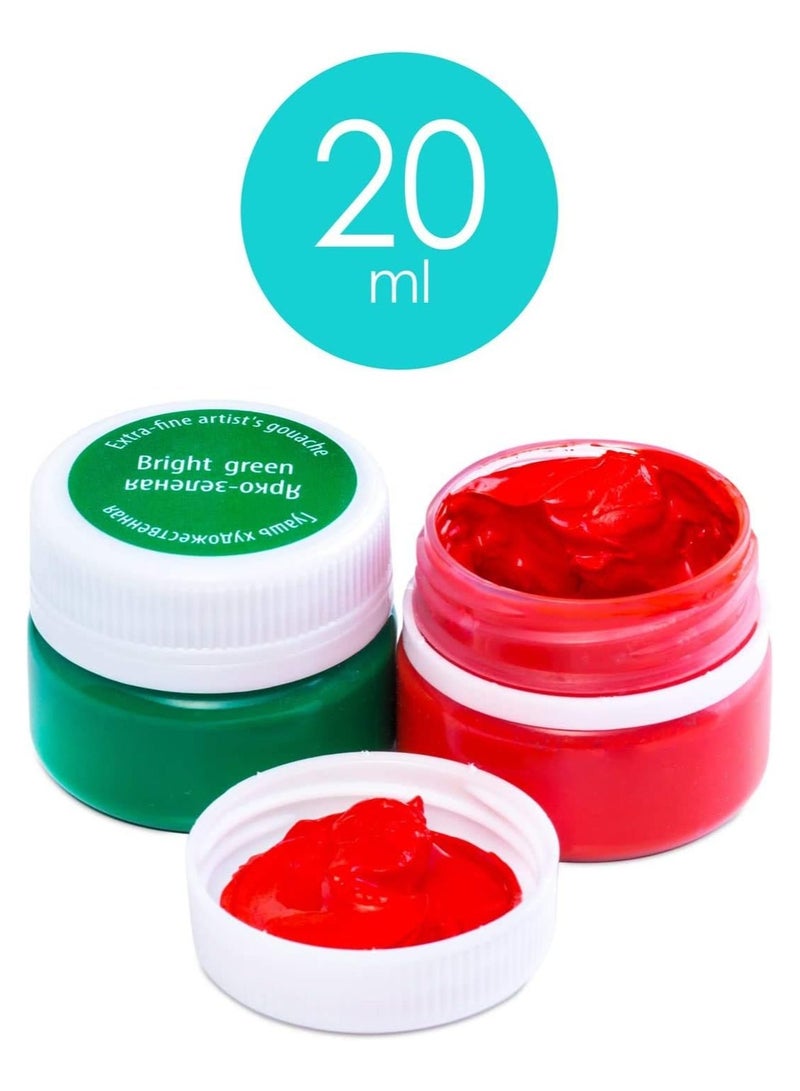 ماستر كلاس مجموعة ألوان الغواش الاحترافية من ماستر كلاس نيفسكايا باليترا، 16 زجاجة سعة 20 مل للرسم عالي الجودة - Image 3