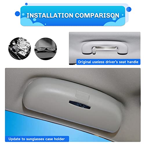 SXCY for 2022 2023 2024 Hyundai Tucson Santa Cruz Glasses Holder Box Custom Fit 2022 2023 2024 Tucson Santa Cruz Interior Accessories for Hyundai Sunglasses Case Holder Handle Replaced Storage (Gray) - Image 3