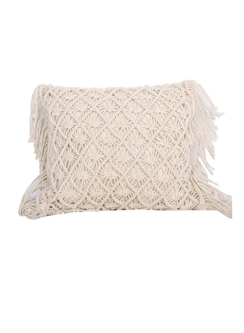 عام أغطية وسائد من القطن والكتان وخيوط الماكرامية المنسوجة يدويًا وأغطية وسائد على شكل هندسي وديكور منزلي - Image 1