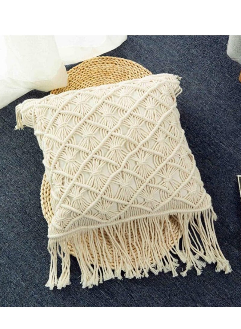 عام أغطية وسائد من القطن والكتان وخيوط الماكرامية المنسوجة يدويًا وأغطية وسائد على شكل هندسي وديكور منزلي - Image 2