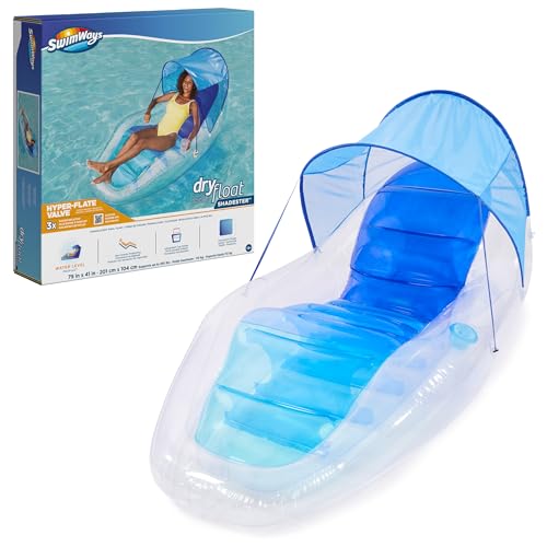 Swimways Dry Float Shadester Pool Float Translucent Inflatable Recliner Chair for Adults with Fast Inflation Canopy Foot Rest Cup Holder - Image 1