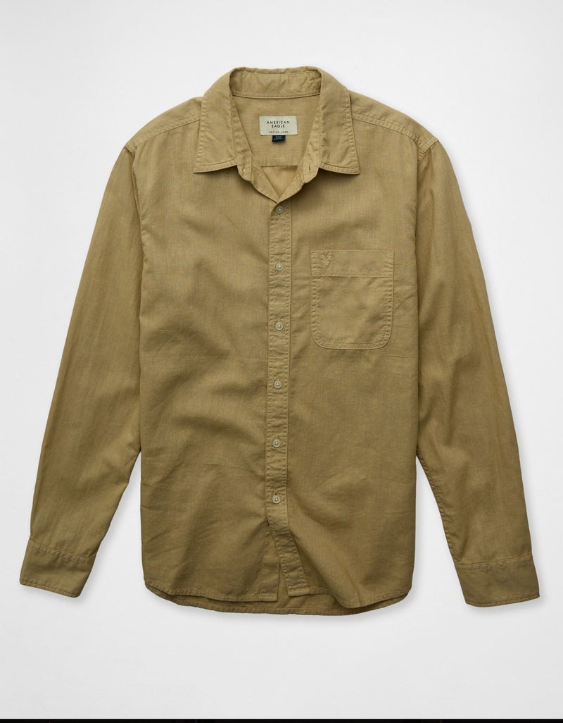 American Eagle AE Everyday Button-Up Linen Shirt - Image 3