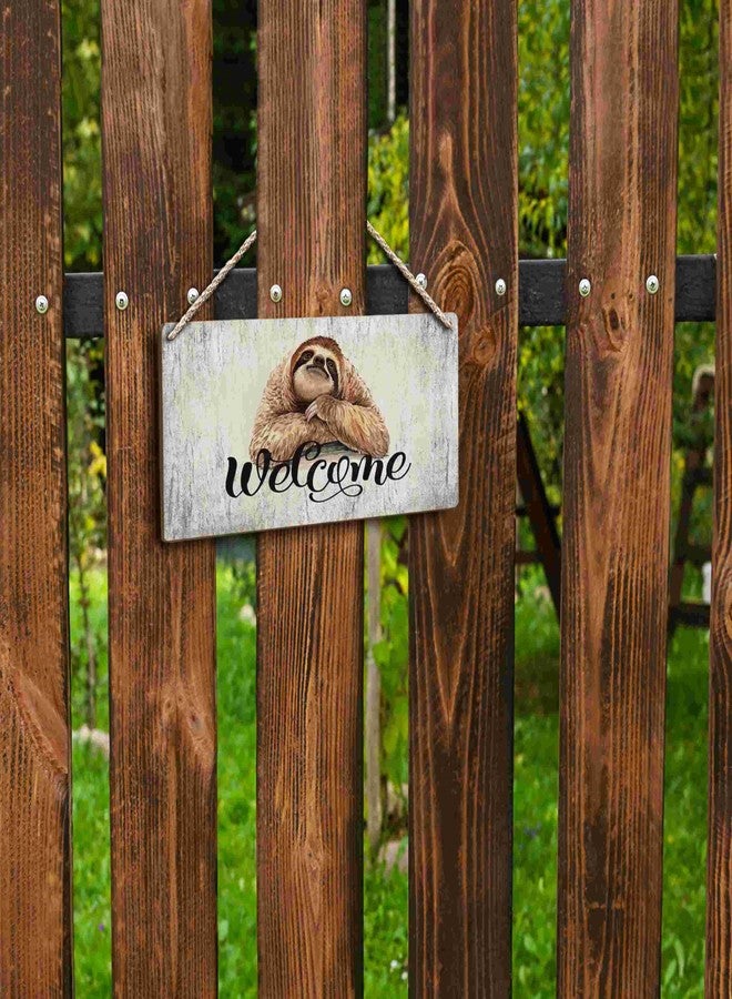 FUGWN Welcome Sloth Hanging Wooden Signs 12x6, Welcome Sign Sloth Decor for Home Front Door Entrance Entryway, Sloth Wall Decor, Welcome Home Decor Gifts for Lovers Women Men - Image 5