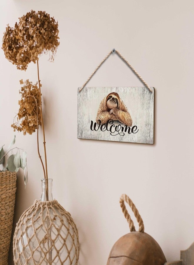 FUGWN Welcome Sloth Hanging Wooden Signs 12x6, Welcome Sign Sloth Decor for Home Front Door Entrance Entryway, Sloth Wall Decor, Welcome Home Decor Gifts for Lovers Women Men - Image 4