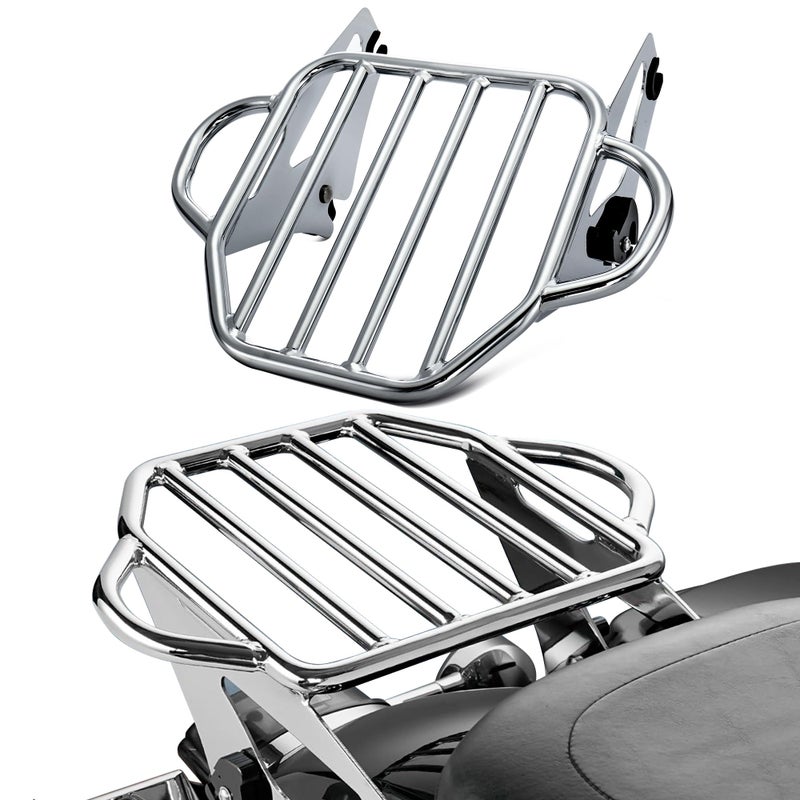 MoKitDora Detachable TwoUp Luggage Rack Mounting Rack Compatible with Harley Touring Road King Road Glide Street Glide Electra Glide 2009up Chrome