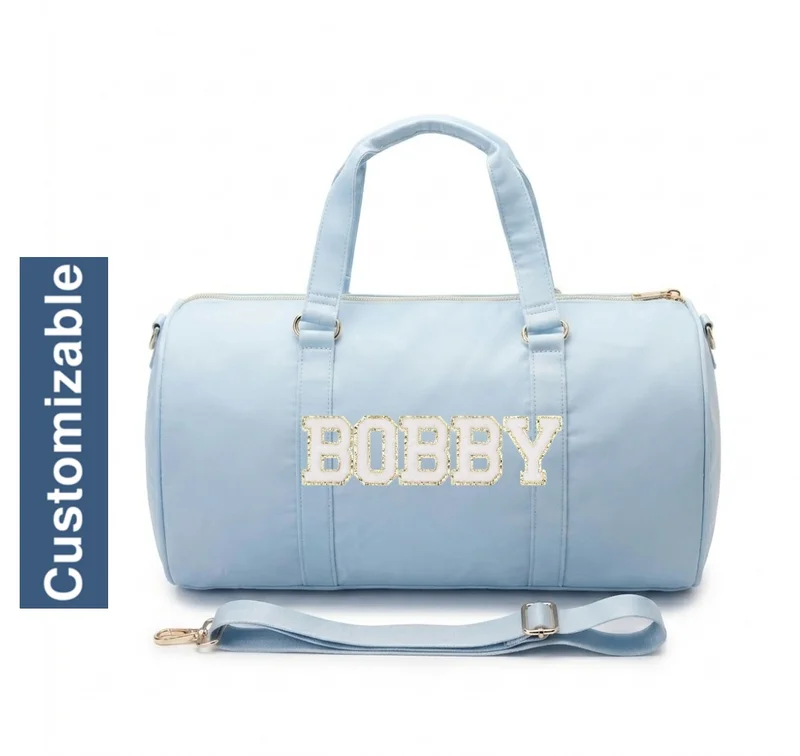 القبيلة السعيدة Personalised Duffle Bag, Baby Blue