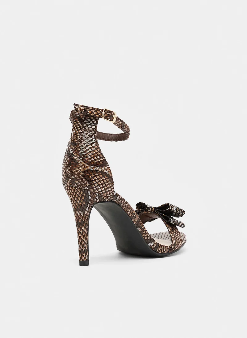 Anne Michelle Snakeskin Print High-Heel Sandals