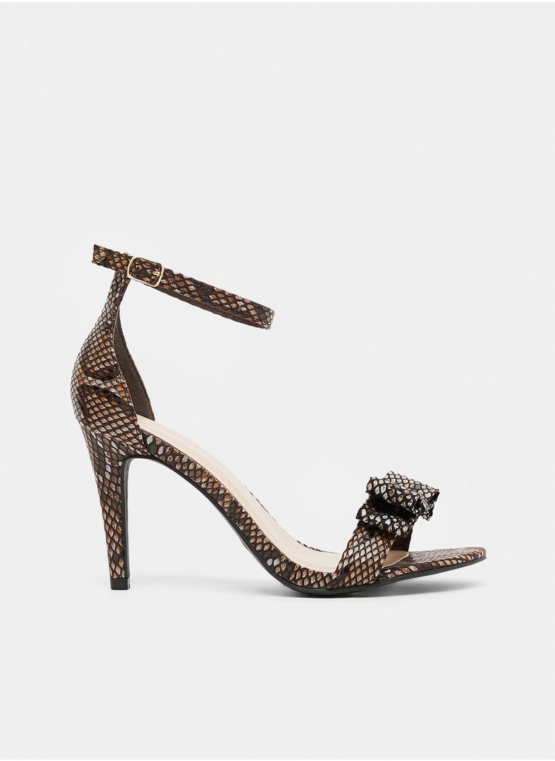 Anne Michelle - Snakeskin Print High-Heel Sandals - Image 1