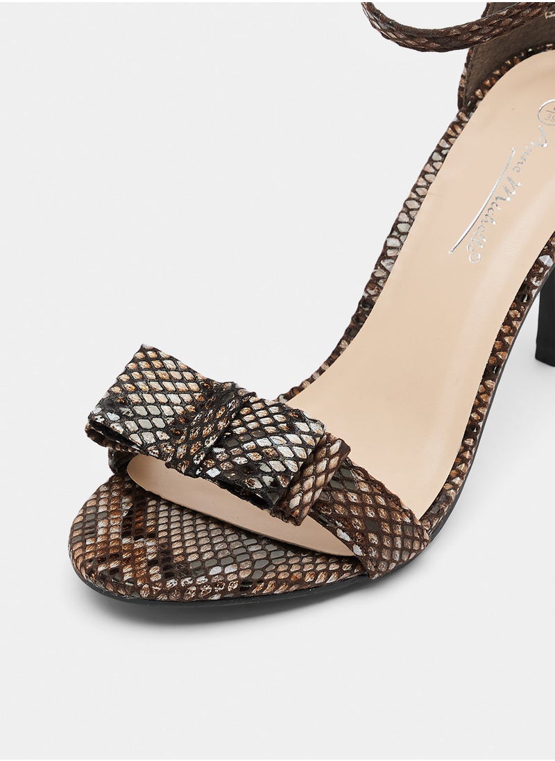 Anne Michelle - Snakeskin Print High-Heel Sandals - Image 1