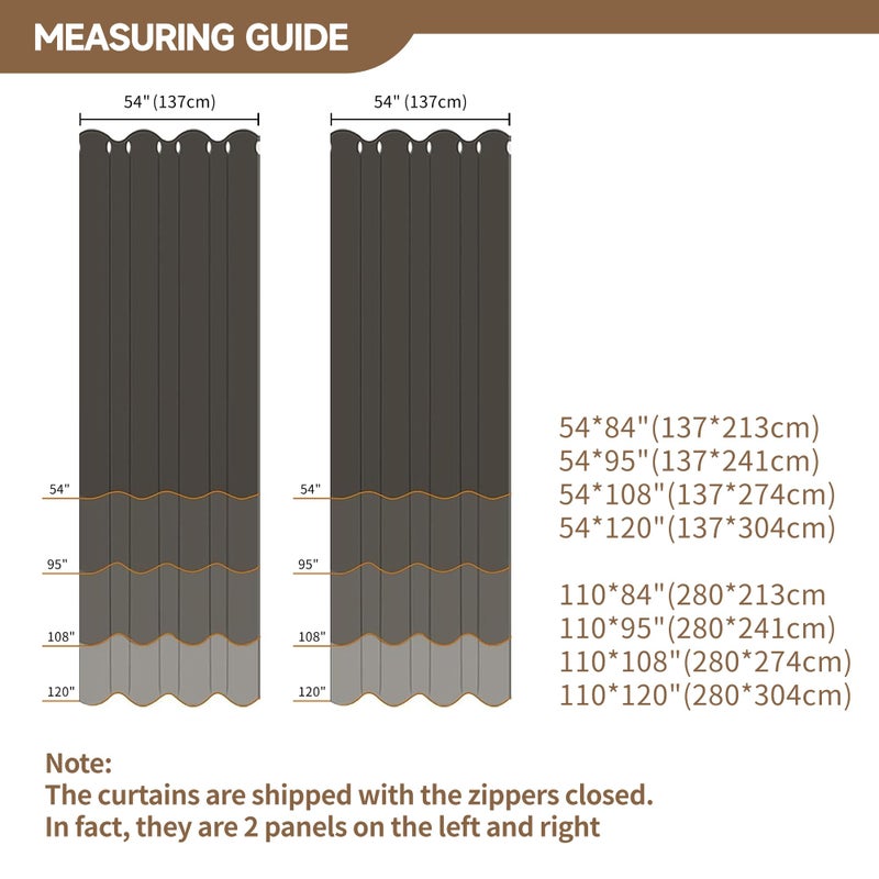 ROFASVCO Outdoor Curtains for Patio Waterproof, Zipper Design 2 Panels Privacy Weatherproof Blackout Curtain Top & Bottom Grommet Outside Drapes for Porch Gazebo Pergola (54 x 84 inch, Beige) - Image 5