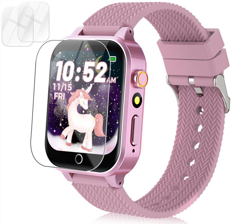 BEIARA Kids Smart Watch for Girls Age 3-12 with 26 Games Audiobook Learning Cards HD Video Camera Touchscreen Music Player Pedometer Metal Case Kids Watch Toy Birthday Gift with 2 Screen Protector (Pink)  - Image 1