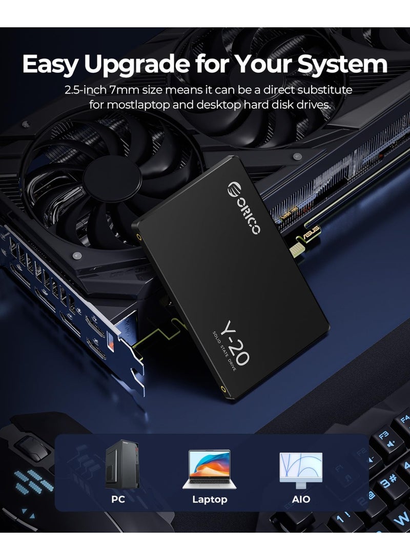 أوريكو 128 جيجابايت SATA SSD 2.5 بوصة محرك الحالة الصلبة الداخلي، سرعة القراءة تصل إلى 500 ميجابايت/ثانية، SATA III 6 جيجابايت في الثانية لجهاز كمبيوتر سطح المكتب المحمول NAS DIY External Drive -Y20. - Image 4