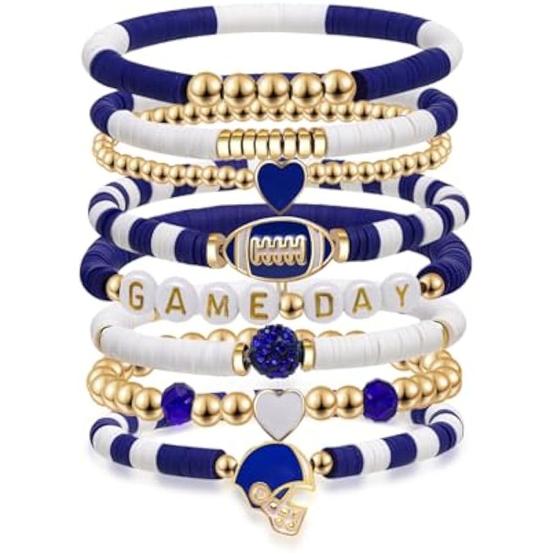 Game Day Football Charm Bracelet: Stackable Sports Jewelry for Moms & Dads - Perfect for Football Fans - Image 1