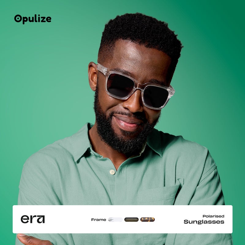 OPULIZE ERA Reading Sunglasses for Men & Women - Black Tinted Lens - Anti-reflective & Anti-Glare - Polarised UV400 protection - Oversized Rectangular Frame - Spring Hinges - Black +0.00 - Image 2