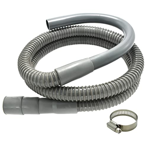 TT FLEX Universal Washing Machine Drain Hose - 6 Ft Discharge Hose with Long Hook - Corrugated and Flexible Washing Machine Hose Drain Replacement with Clamp - Image 1