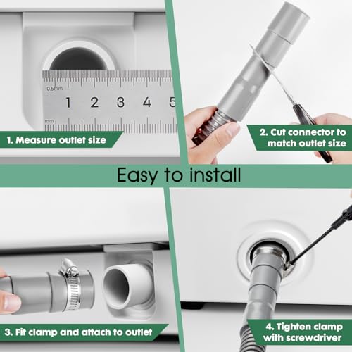 TT FLEX Universal Washing Machine Drain Hose - 6 Ft Discharge Hose with Long Hook - Corrugated and Flexible Washing Machine Hose Drain Replacement with Clamp - Image 4