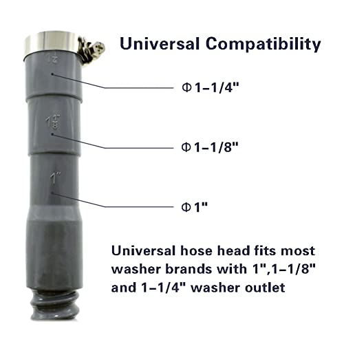 TT FLEX Universal Washing Machine Drain Hose - 6 Ft Discharge Hose with Long Hook - Corrugated and Flexible Washing Machine Hose Drain Replacement with Clamp - Image 5