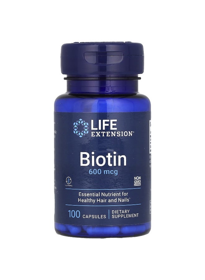 LifeExtension Life Extension, Biotin, 600 mcg, 100 Capsules  - Image 1