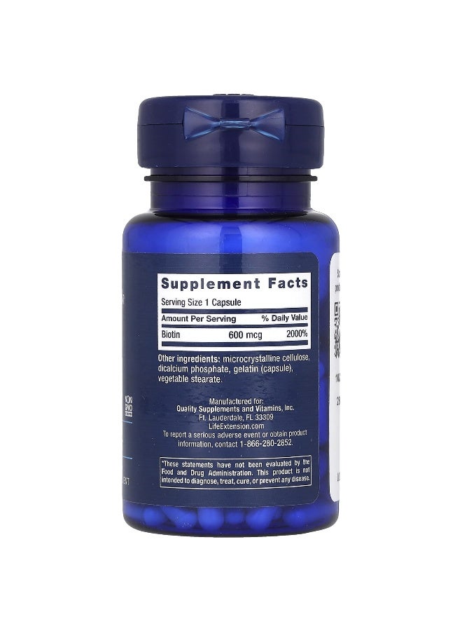 LifeExtension Life Extension, Biotin, 600 mcg, 100 Capsules  - Image 2