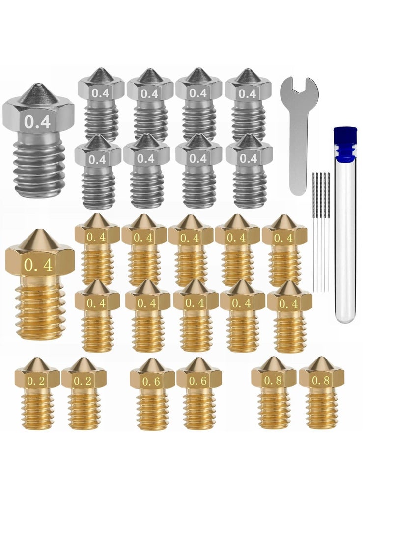 Y&D 30PCS 3D Printer Nozzles Cleaning Kit, M6 Out Thread for v6 Nozzle V5 and 5 Pcs 0.35mm Stainless Steel Needles1pcs 7mm Spanner  - Image 1