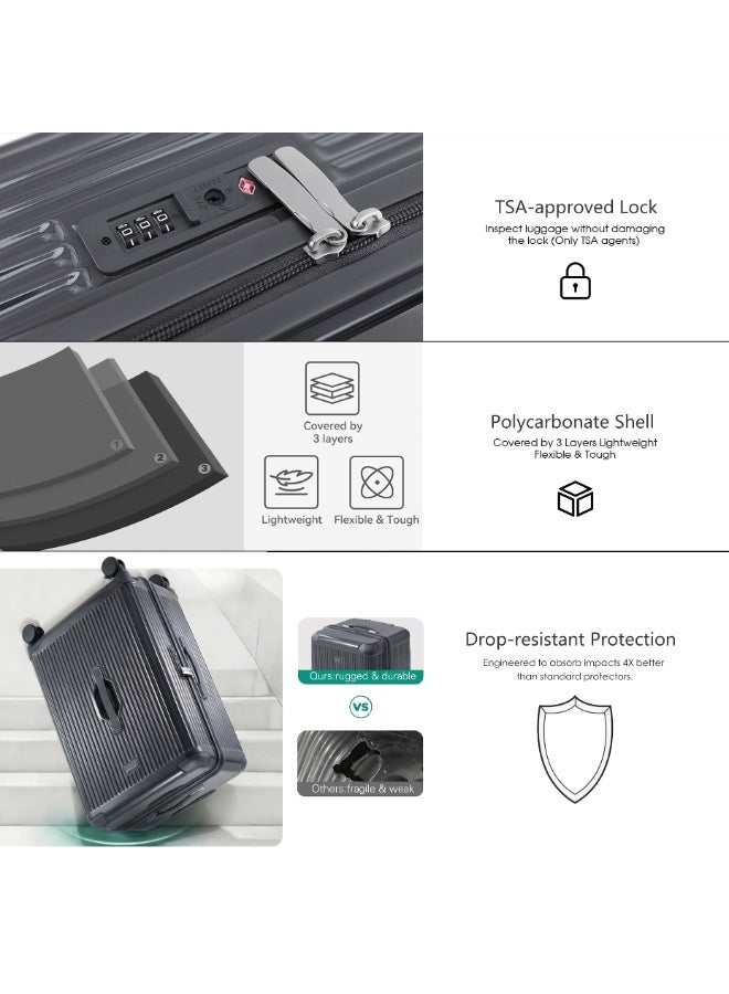 LIGHTGO 7672 22"+30" 2Pcs set luggage ,Carbon Grey color suitcase ,PC Suitcase ,Trunk case check in luggage ,with TSA travel case ,YKK zipper - Image 4