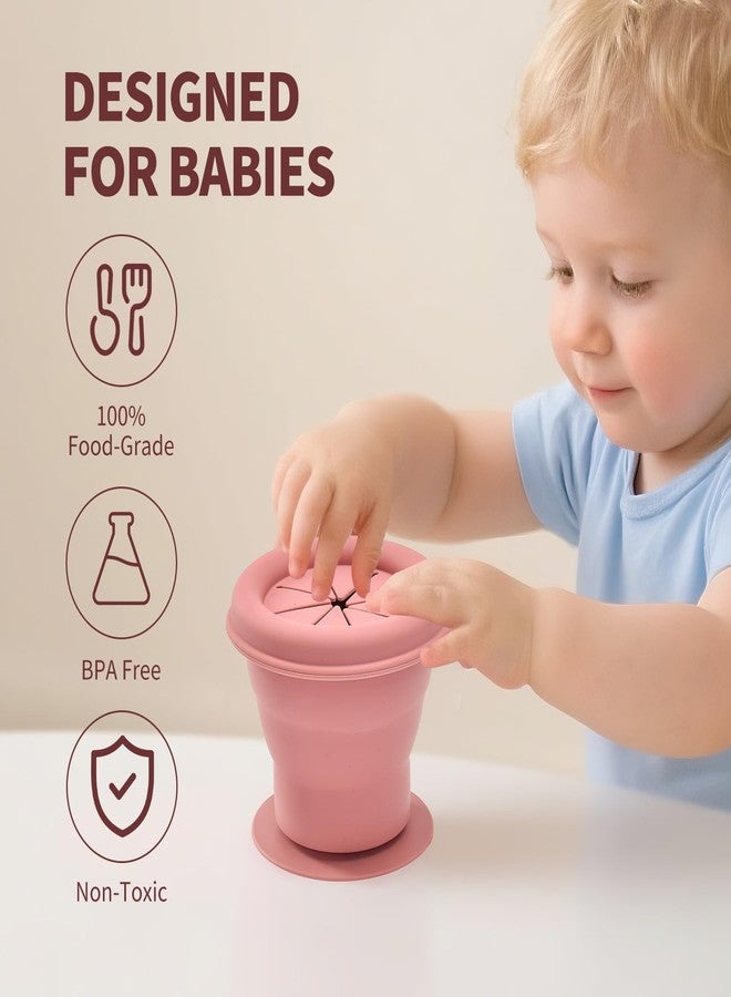 Imagination Junction silicone snack container, snack cups for toddlers spill proof, Food Grade Silicone Cups, 3pcs, （Pink, Light Pink, Gray） - Image 5