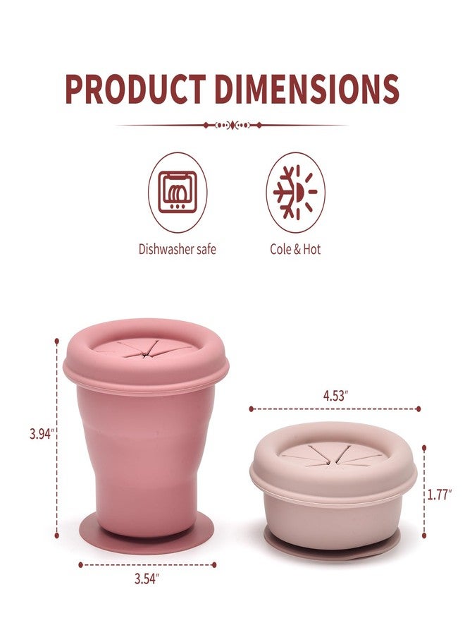 Imagination Junction silicone snack container, snack cups for toddlers spill proof, Food Grade Silicone Cups, 3pcs, （Pink, Light Pink, Gray） - Image 2