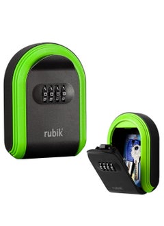Rubik Key Storage Safe Box, Wall Mounted 4 Digits Combination Lock Box for Outdoor and Indoor Home Hotel Office (Green)  - Image 1