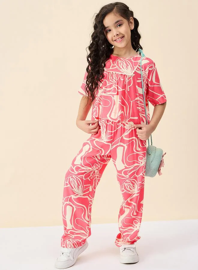 Stylo Bug Stylo Bug All Over Print Round Neck Top and Pants Set