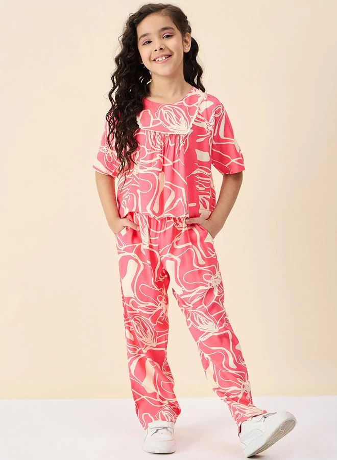Stylo Bug Stylo Bug All Over Print Round Neck Top and Pants Set