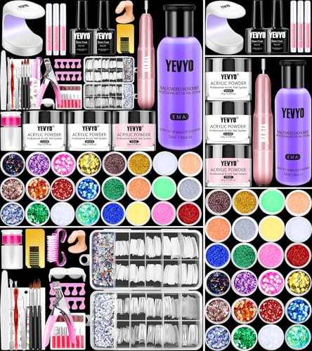 YEVYO Acrylic Nail Kit with Drill Acrylic Nail Kit for Beginners with Everything UV Light Nail Art Tools Gift Set for Home Salon - Image 1