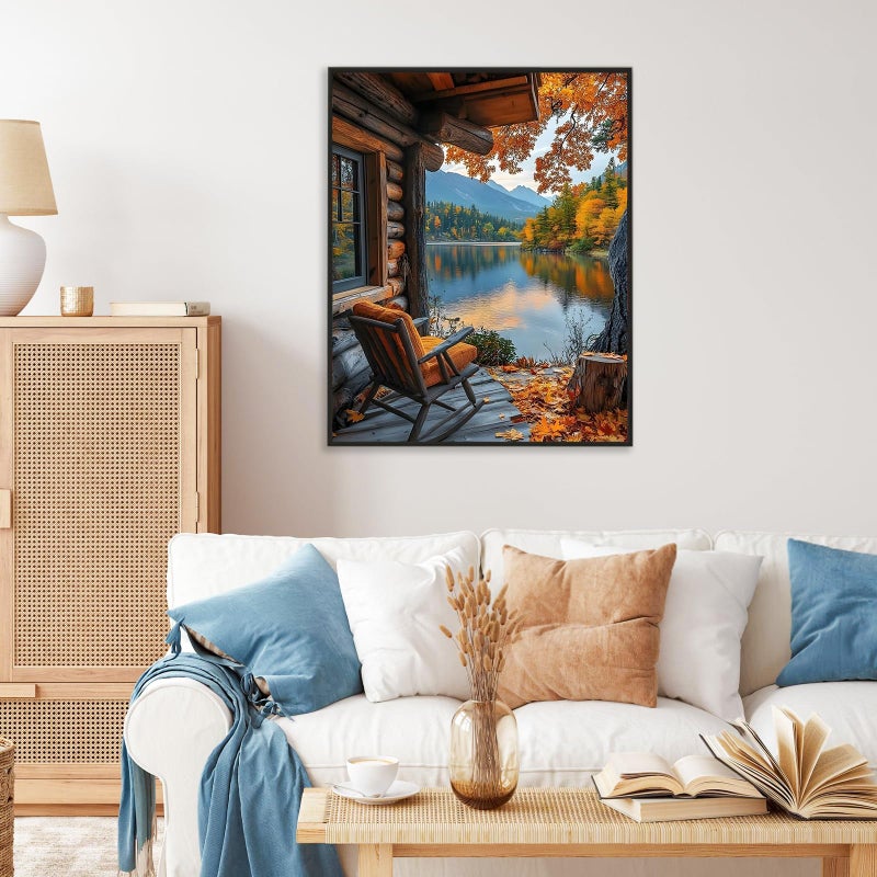 Camocin Paint by Numbers Kit for Adults - Autumn Landscape Adult Paint by Number Kits on Canvas Without Frame for Beginner, Mountains Lake Oil Painting by Numbers Kit for Gift Home Wall Decor 16x20 Inch - Image 2