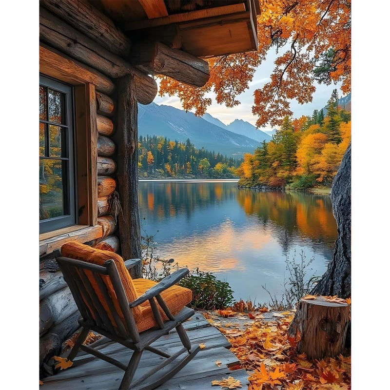 Camocin Paint by Numbers Kit for Adults - Autumn Landscape Adult Paint by Number Kits on Canvas Without Frame for Beginner, Mountains Lake Oil Painting by Numbers Kit for Gift Home Wall Decor 16x20 Inch - Image 1