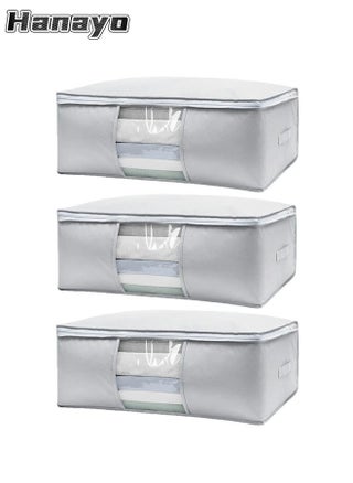 3 Pcs Storage Bags Foldable Closet Organizers Storage Containers with Handle Clear Window Storage Containers for Bedding Comforters(Grey) - pzsku/Z4D4DDF036363D30A6898Z/45/1742448494/6f342967-1295-40d4-977c-2ae190ee7404