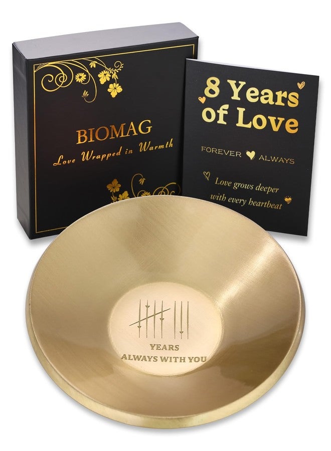 BioMag 7/8th Anniversary Copper Gift for Him Her, Decorative Jewelry Dish Tray Ring Holder Key Bowl Wedding Gifts for Wife Husband Women Men Couple (8th Warm Copper Tray) - Image 1