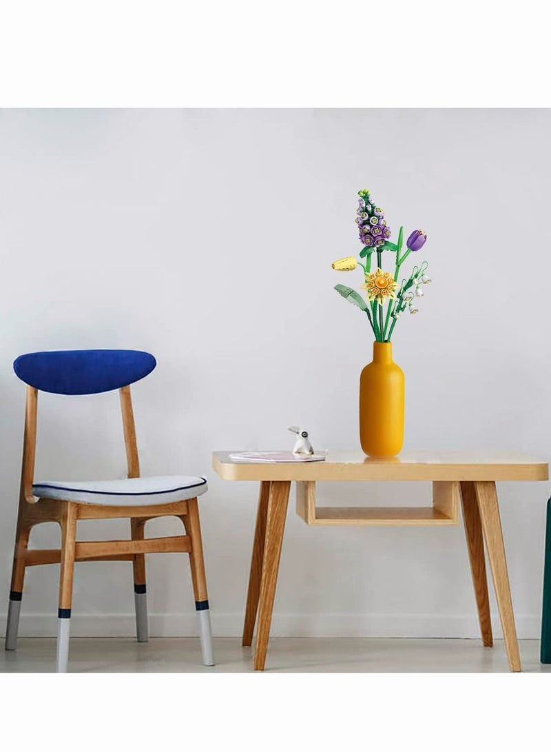 باقة بناء جناح ، كتلة بناء زهرة اصطناعية ، ديكور المنزل ، 534 قطعة من مجموعات النباتات الكبار ، غير متوافق مع ليغو ( البنفسج / ماجستير كبير / توليب ) - Image 5