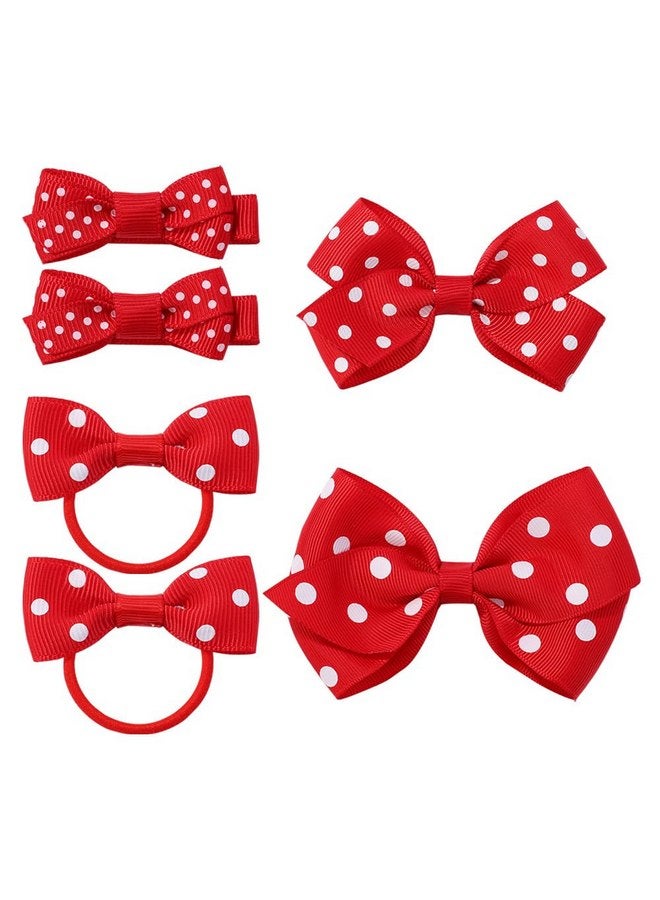 BBTDIN Polka Dot Hair Bow Baby Girls Polka Dot Hair Clips Infant Toddler Polka Dot Hair Tie BBG89 (Red Polka Dot) - Image 2