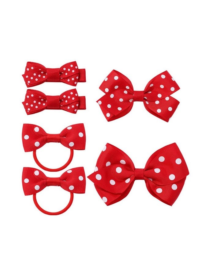 BBTDIN Polka Dot Hair Bow Baby Girls Polka Dot Hair Clips Infant Toddler Polka Dot Hair Tie BBG89 (Red Polka Dot) - Image 1