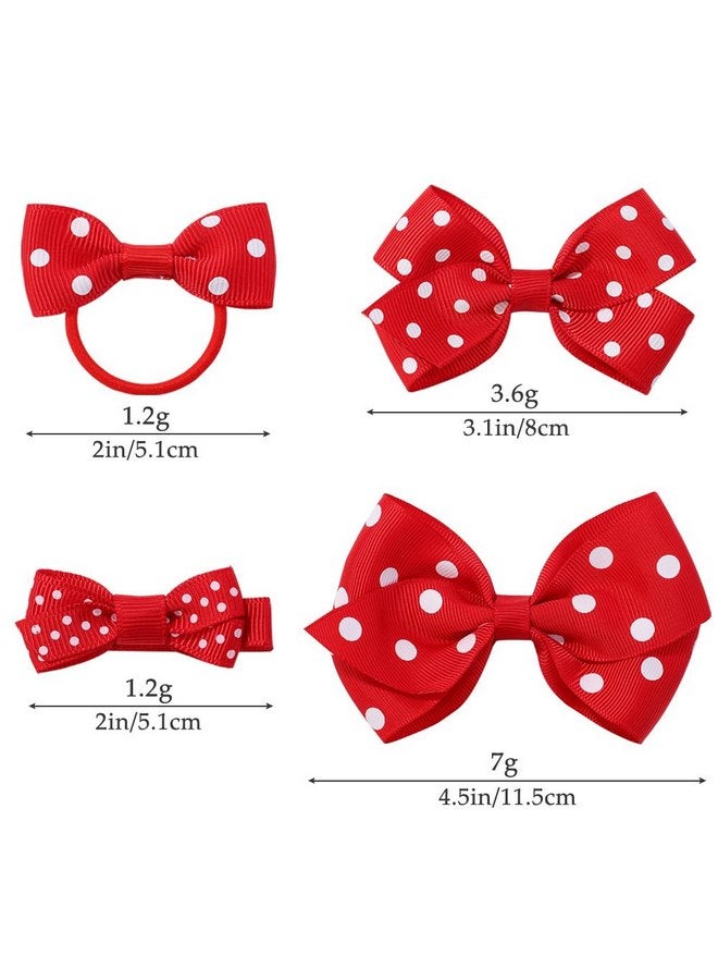 BBTDIN Polka Dot Hair Bow Baby Girls Polka Dot Hair Clips Infant Toddler Polka Dot Hair Tie BBG89 (Red Polka Dot) - Image 3