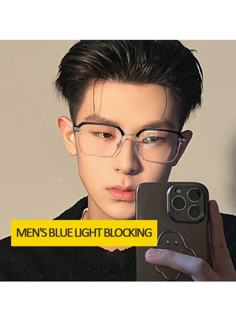 نظارات رجالية لحجب الضوء الأزرق، يمكن تركيب عدسات طبية بها، نظارات واقية بإطار مربع - Image 1