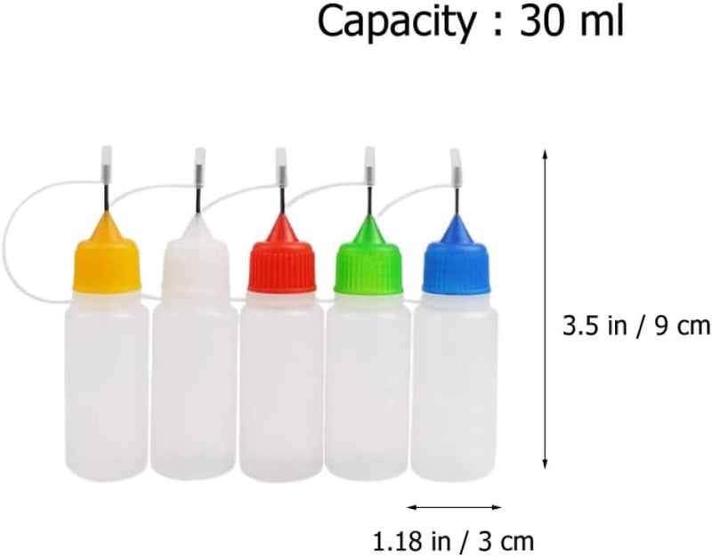 Garneck 20 Pcs 30ml Needle Tip Glue Bottles with Lids Small Refillable Plastic Squeeze Bottles for Precise Liquid Glue Dispensing for Industrial and Craft Use Random Color - Image 2